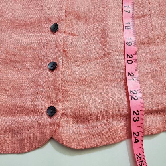 J. Peterman linen pink sleeveless ruffled top 6 feminine boho - Picture 7 of 7